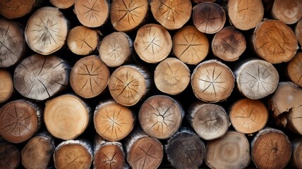 Abundance of tree trunks in a deforested forest for the lumber industry and power generation