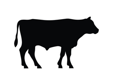 Cow silhouette. Cow vector illustration. Black cow and domestic milk cows. Farm animals isolated vector icons set. - obrazy, fototapety, plakaty