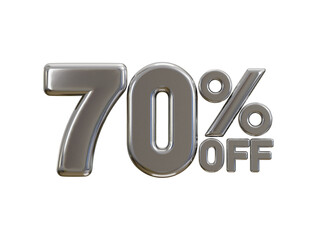 luxury silver 70 percent discount typography 3d render