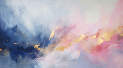 Obraz premium Abstract painted art background in blue pink and golden