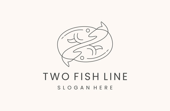 Two fish logo icon design template vector illustration
