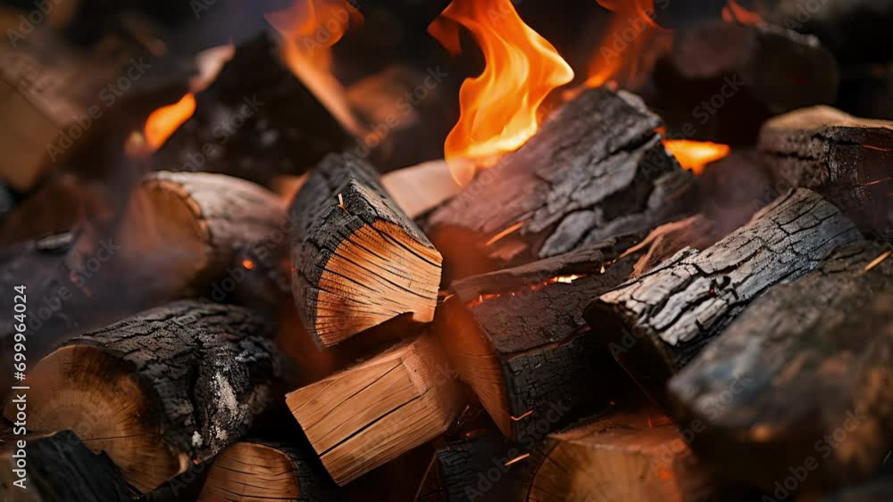 Poster a closer look at the crackling logs in the bonfire reveals intricate patterns and textures, adding t