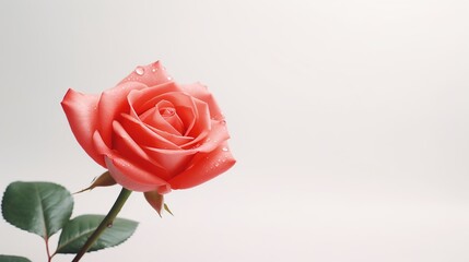 Fototapeta premium Rose on White Background with Copy Space. Presentation, Wallpaper, Love, Valentine, Flower 
