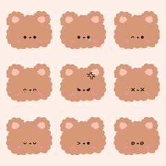 set of funny bear expression