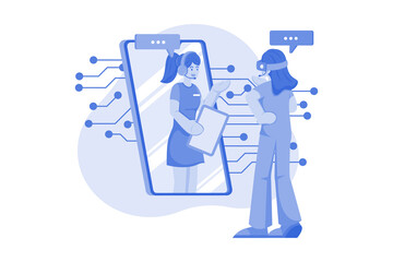 Virtual Personal Assistant Illustration concept on white background