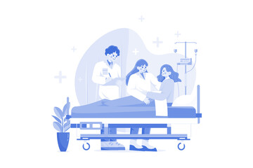 Doctor verifying a patient medical report Illustration concept on white background