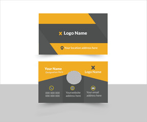 Black color Geometric Shape Corporate business card layout template.