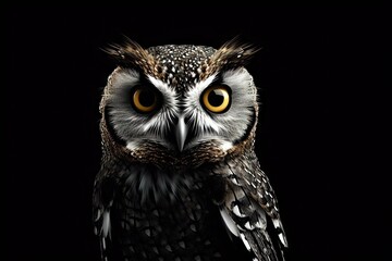  illustration space copy background black prey animal portrait eyes big bird owl Cute
