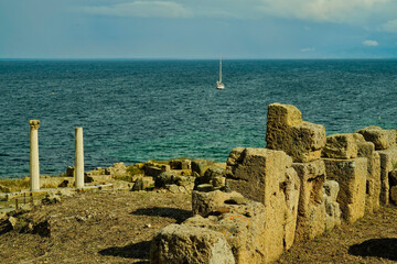 sito archeologico di tharros e torre vecchia. Capo san marco, provincia, oristano, sardegna, italy