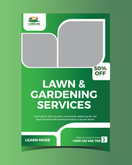 Lawn or gardening service social media post and flyer design template