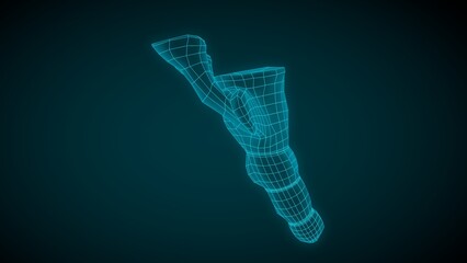 Human Skeleton Coccyx or tail bones wireframe 3D illustration