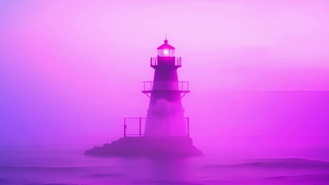 A closeup of a lighthouses heartshaped beam ting through thick fog, a powerful image symbolizing love as a beacon of hope and guidance in times of uncertainty.