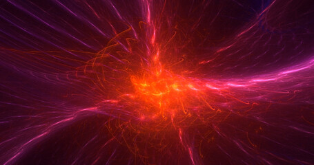 3D rendering abstract red fractal light background