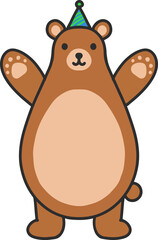 Bear Character With Birthday Hat