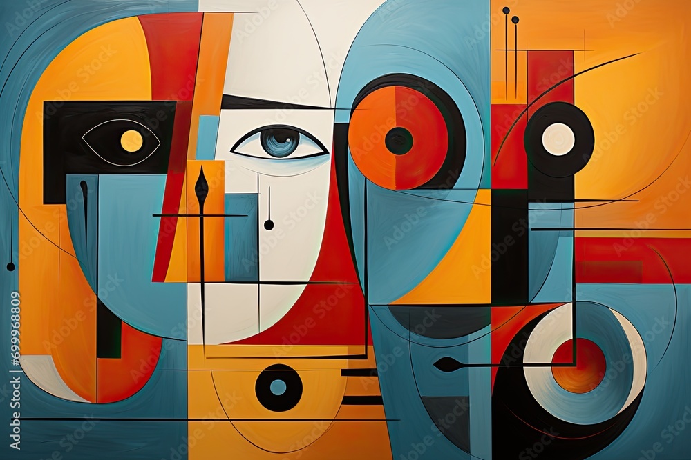Poster bright, multicolored abstraction with combinable elements, background, illustration for cover, inter
