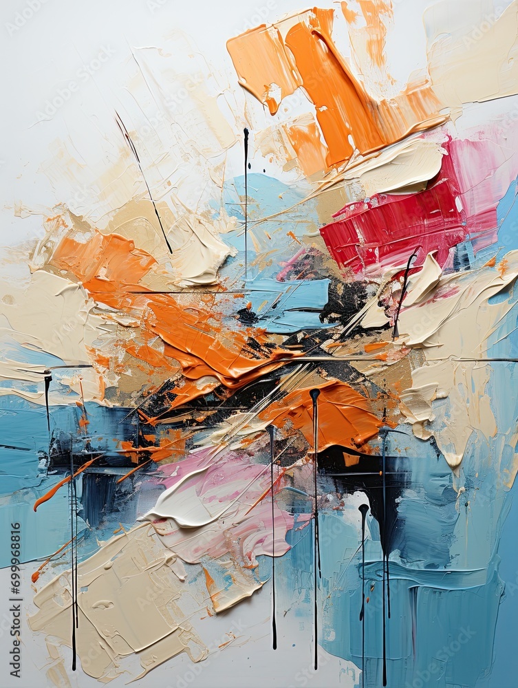 Poster Bright, multicolored abstraction techniques using various methods, background, Illustration for cover, interior design, AI generative.