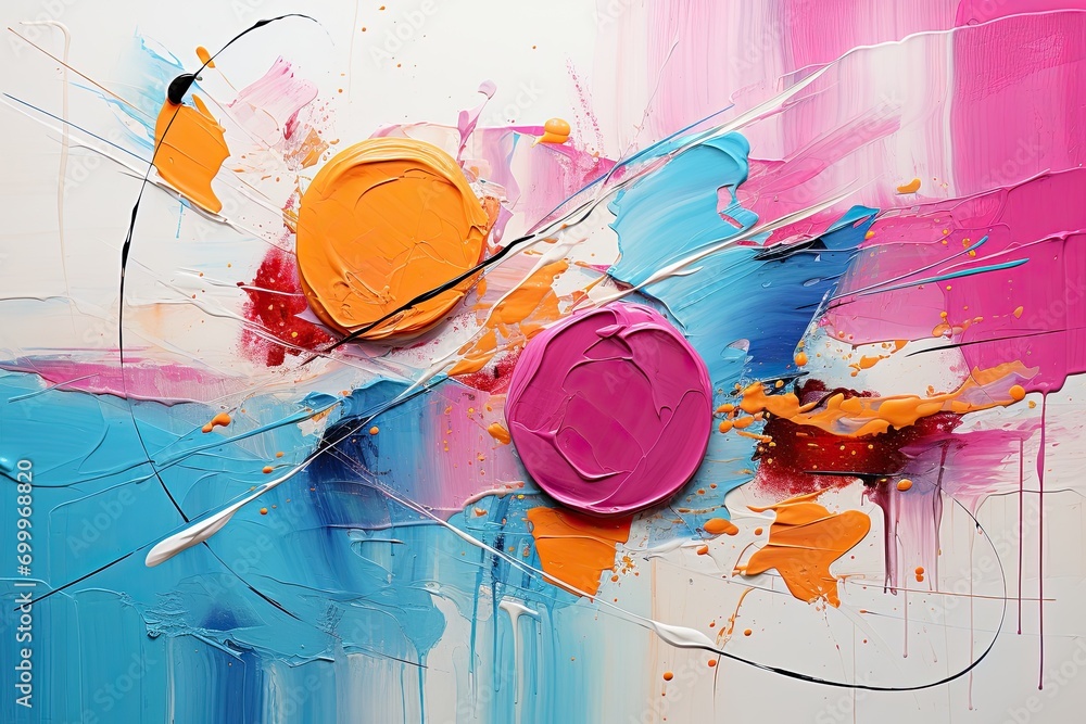 Aufkleber Bright, multicolored abstraction techniques using various methods, background, Illustration for cover, interior design, AI generative.