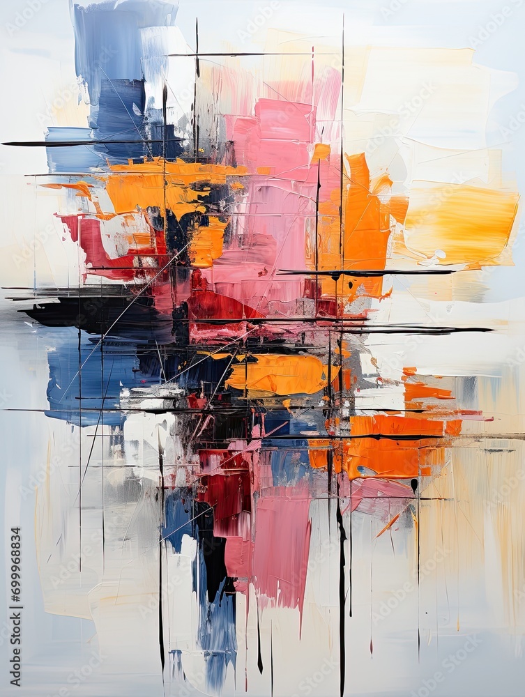 Aufkleber Bright, multicolored abstraction techniques using various methods, background, Illustration for cover, interior design, AI generative.