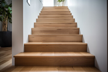 beautiful hardwood staircase inside a home.