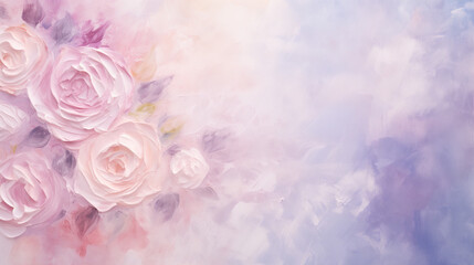 Textured pastel floral background with soft pink and lavender flowers in an artistic composition - obrazy, fototapety, plakaty