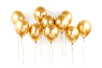 Gold party balloons on white background. Generative AI