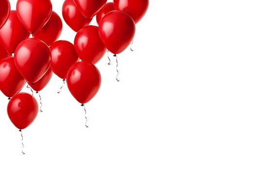 Red party balloons isolated on white background - Powered by Adobe