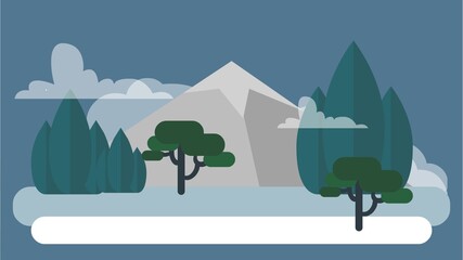 Flat animated vector background of natural views, schools, houses, and mountains