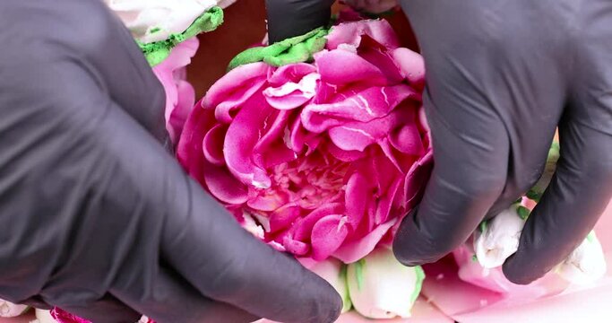 beautiful flowers made of marshmallows , decoration decorative flowers made of edible marshmallows