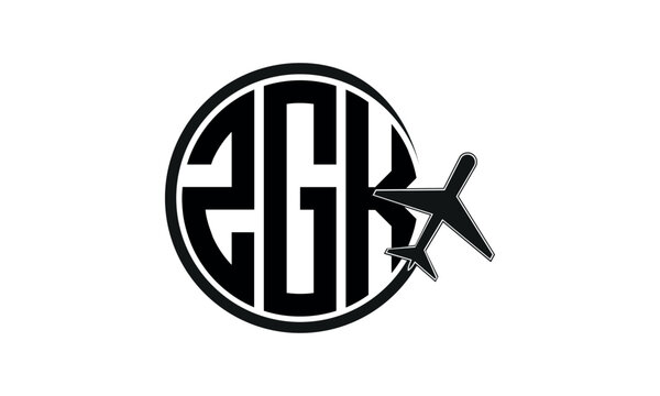 ZGK three initial letter circle tour & travel agency logo design vector template. hajj Umrah agency, abstract, wordmark, business, monogram, minimalist, brand, company, flat, tourism agency, tourist
