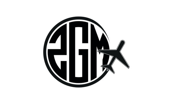 ZGM three initial letter circle tour & travel agency logo design vector template. hajj Umrah agency, abstract, wordmark, business, monogram, minimalist, brand, company, flat, tourism agency, tourist