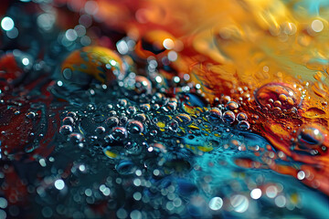 Illustration of a close-up on colored boiling liquid or water.