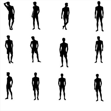 silhouettes of  young man , body builder , sportperson
