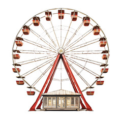 Ferris wheel isolated on white or transparent background - obrazy, fototapety, plakaty