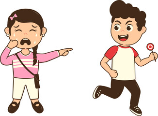 Naughty Boy Takes Girl's Lollipop and Makes Her Sad