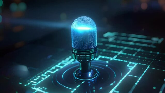 A microphone in the center of a hologramlike interface showing the potential of voiceactivated controls to revolutionize the way we .