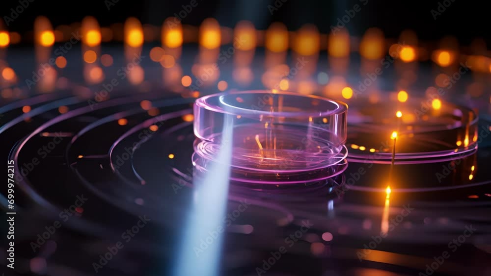 Poster a closeup look at a quantum teleportation experiment, showcasing the potential for instantaneous dat
