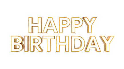 Happy birthday 3d text celebration illustration rendering holiday concept . Gold text happy birthday