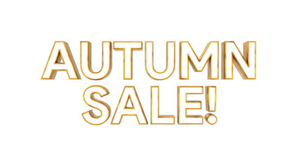 autumn sale 3d text illustration rendering business concept . Gold text autumn sale