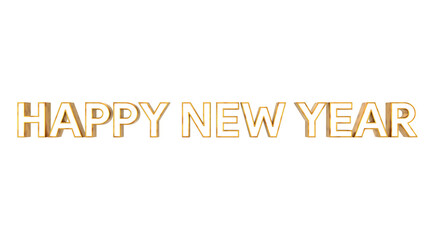 Happy new year 3d text celebration illustration rendering holiday concept . Gold text happy new year