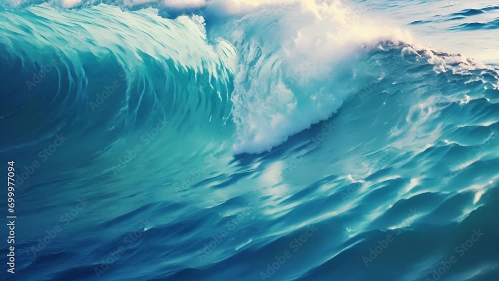 Poster rolling waves of the ocean meet with the roaring wind, fusing together to create a heart of harmony 
