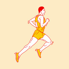 Fototapeta na wymiar Simple cartoon illustration of a marathon runner 3