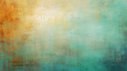 Abstract painted art background in green  beige and golden