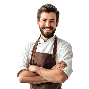 HOMEM CONFEITEIRO SORRINDO BRA&Ccedil;OS CRUZADOS