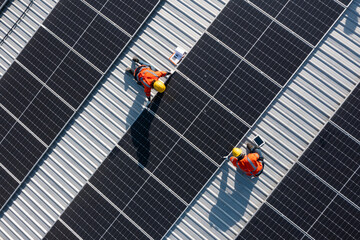 Aerial top view of Engineering technician is a professional trained in skills and techniques...