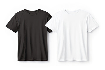 Black and white men's t-shirts isolated on a white background.