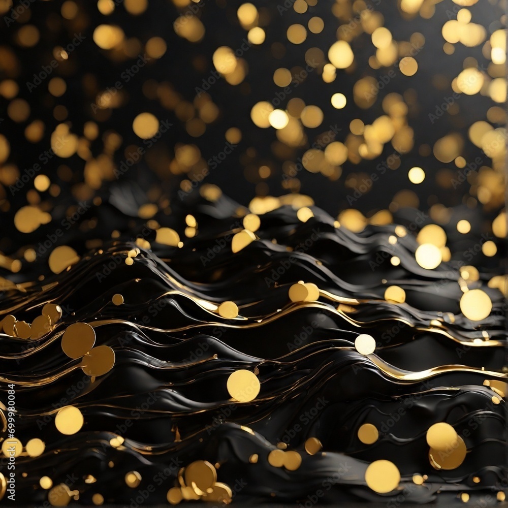 Aufkleber black and gold abstrack background and bokeh with generative ai techonology