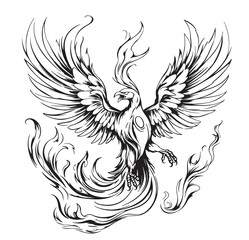 Obraz premium Phoenix hand drawn sketch Mythical birds.Vector illustration