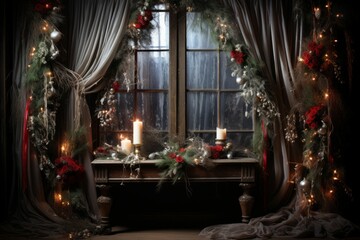 Fototapeta premium Tinsel and Garlands - Generative AI