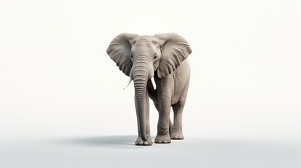Fototapeta na wymiar Elephant on White Background. Animal, Mammal, Wildlife, Safari 