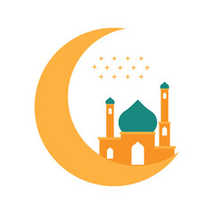 Naklejka premium Ramadan Mosque Flat Illustration